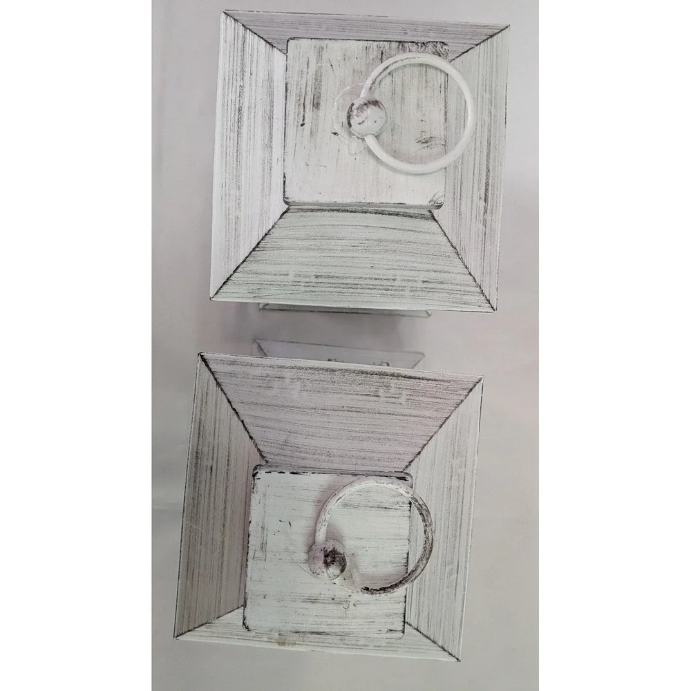 Snowflake Lanterns Set of 2 White Excellent Distressed LED Candles